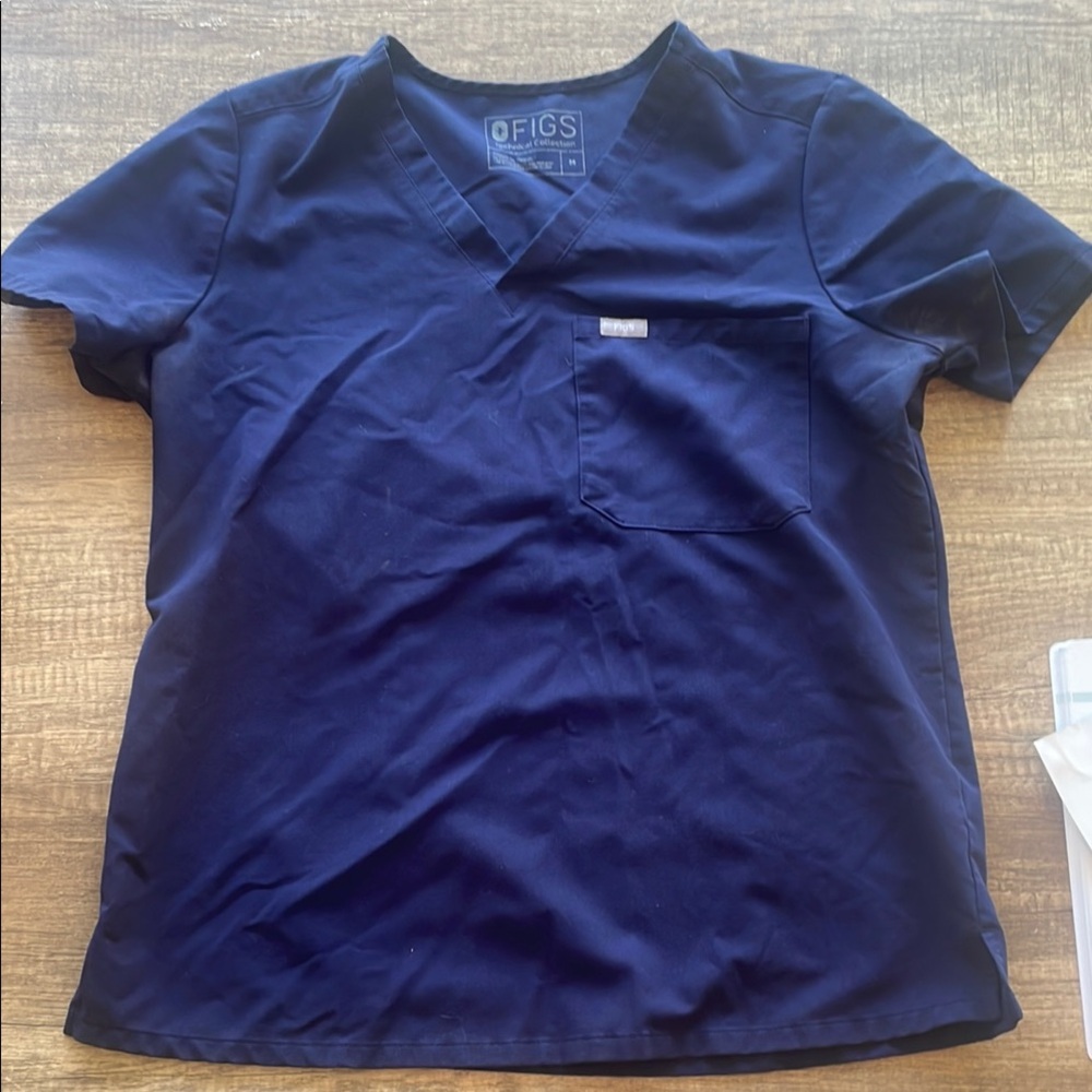 Figs Deep Blue V-Neck Scrub Top